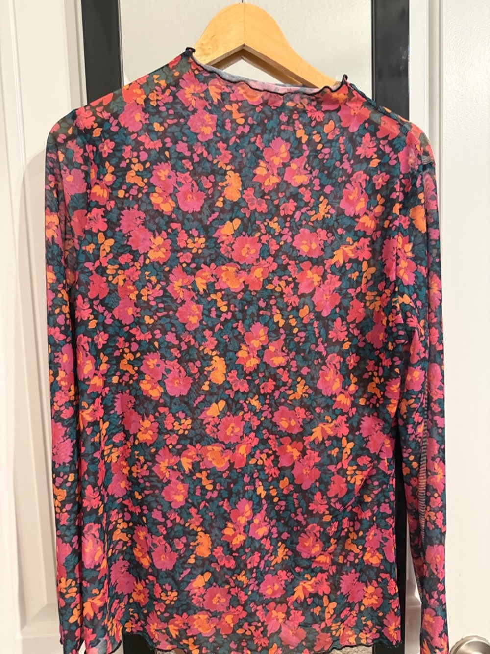 Long Sleeve Floral Top in Pink & Orange